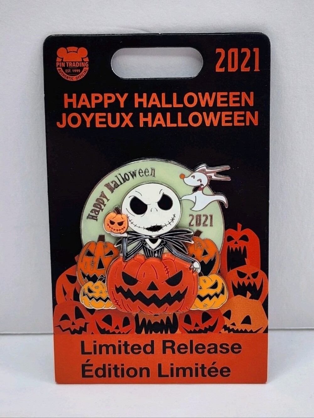 DISNEY Parks - LIMITED RELEASE Pin - Happy HALLOWEEN 2021 - JACK & ZERO *GLOW*